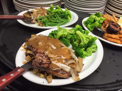 Smothered Ribeyes and Battered Shrimp